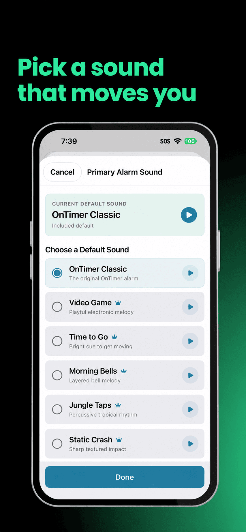 OnTimer custom alarm sound picker