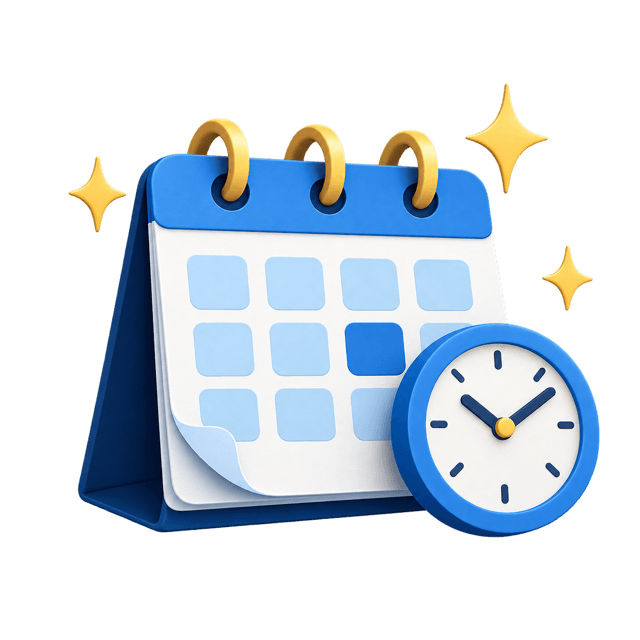 A cheerful calendar and clock